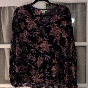 Sundance Purple Velvet Burnout Floral Blouse